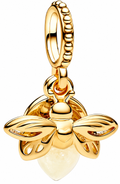 Gold Butterfly & Pearl Heart Dangle Charm