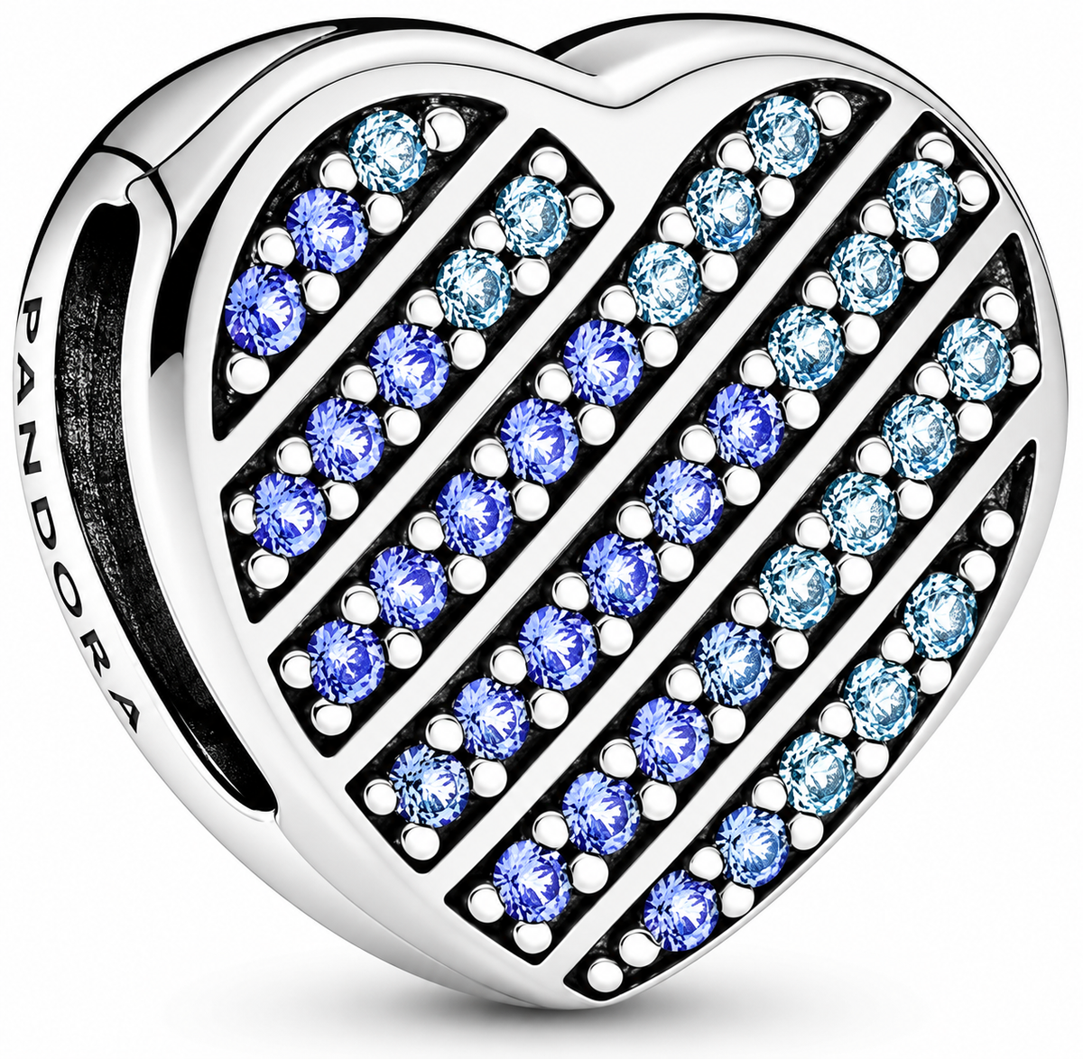 Blue Crystal Heart Charm – Sparkling Silver Tone Love Heart Bracelet Bead