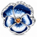 S925 Blue Pansy Flower Charm Sterling silver