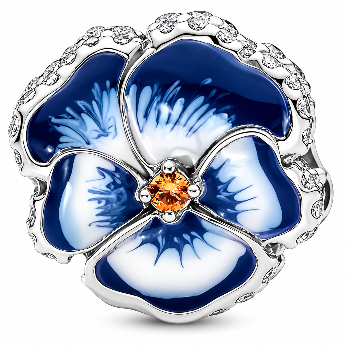 S925 Blue Pansy Flower Charm Sterling silver