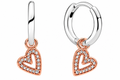 Sparkling Freehand Heart Hoop Earrings Sterling Silver, 14k Rose Gold Plating