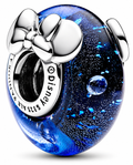 Disney Minnie Mouse Blue Galaxy Murano Glass Charm