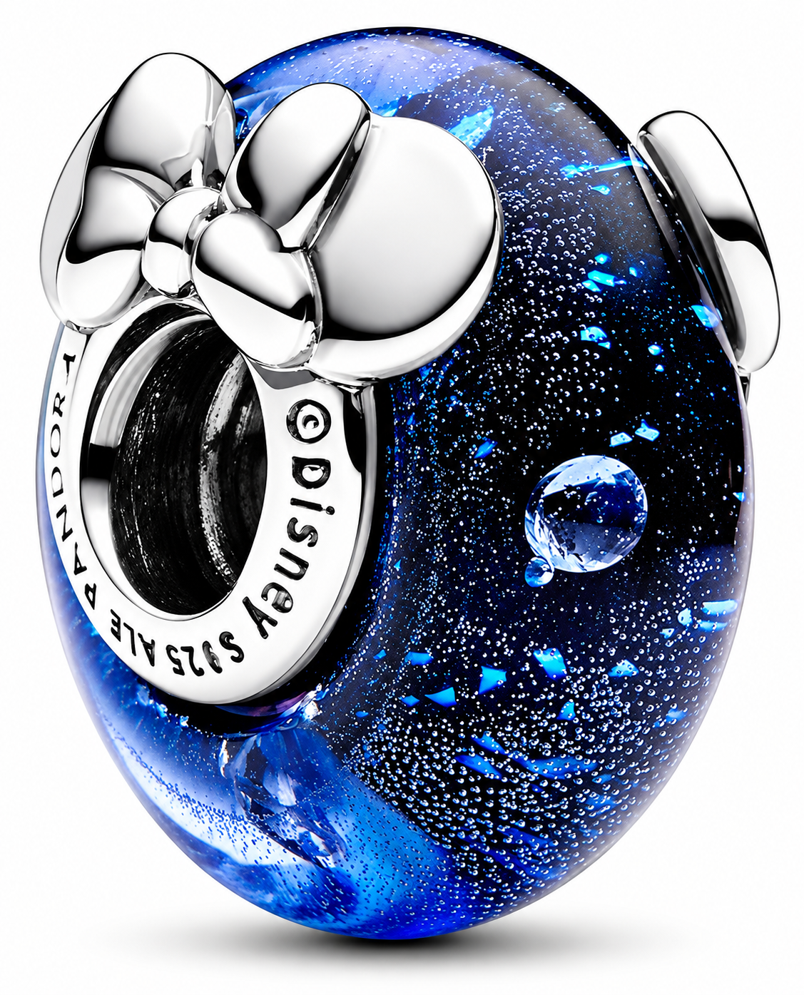 Disney Minnie Mouse Blue Galaxy Murano Glass Charm