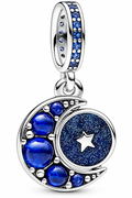 Blue Crescent Moon & Star Dangle Charm