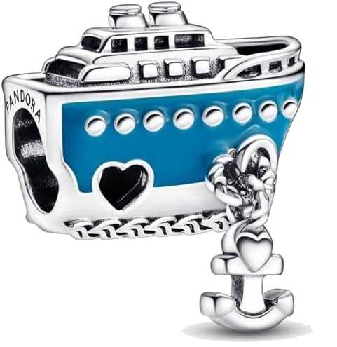 Blue Cruise Ship Charm – Ocean Liner with Heart Cutout