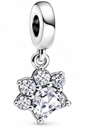 Sparkling Crystal Paw Print Dangle Charm