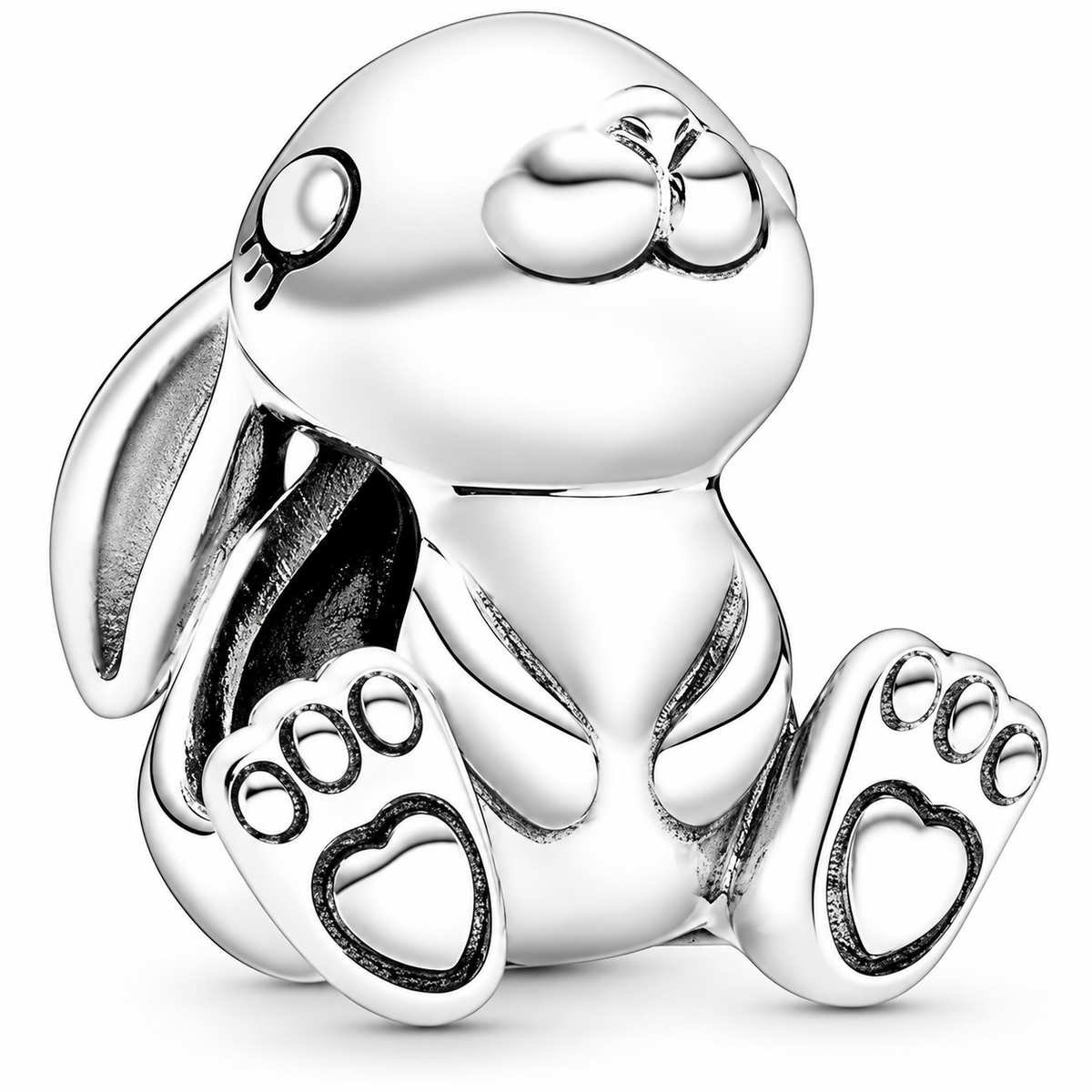 Bunny Rabbit Charm Heart Paw Print Bead for Bracelet