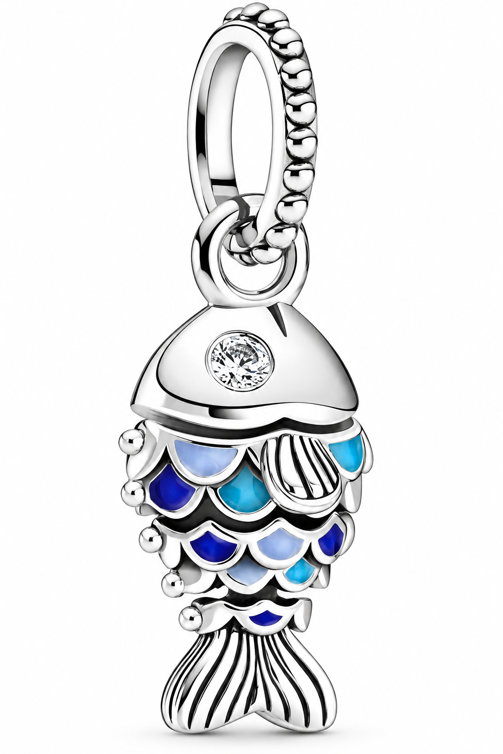 Blue Fish Dangle Charm Bead – Ocean Sea Life Sterling Silver Bracelet Charm