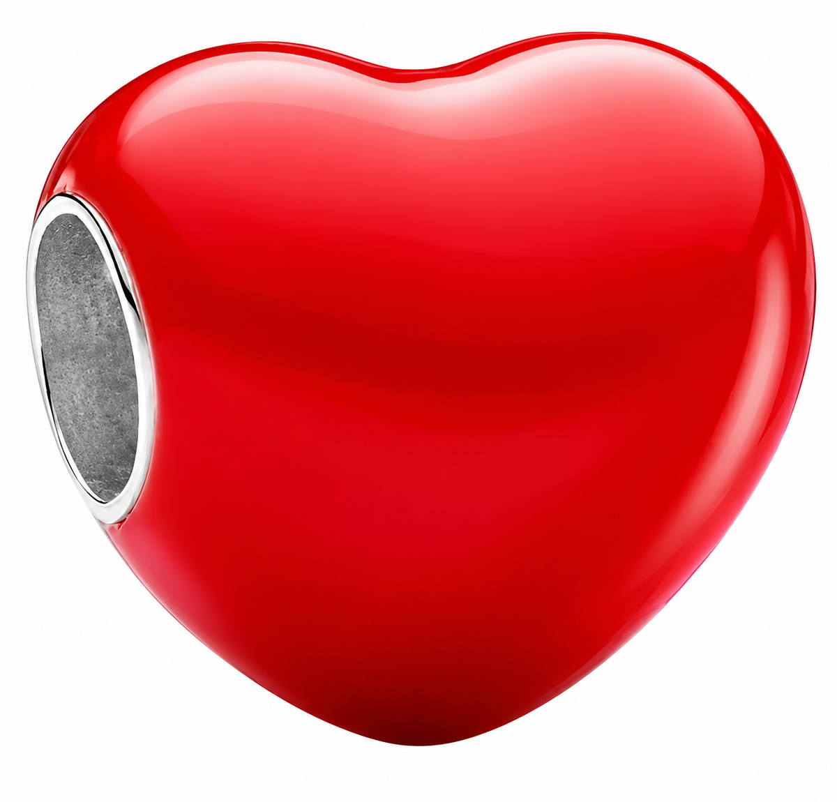 Red Heart Charm Bead Glossy Enamel Love Heart Bracelet Charm