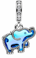 Blue Murano Glass Elephant Dangle Charm