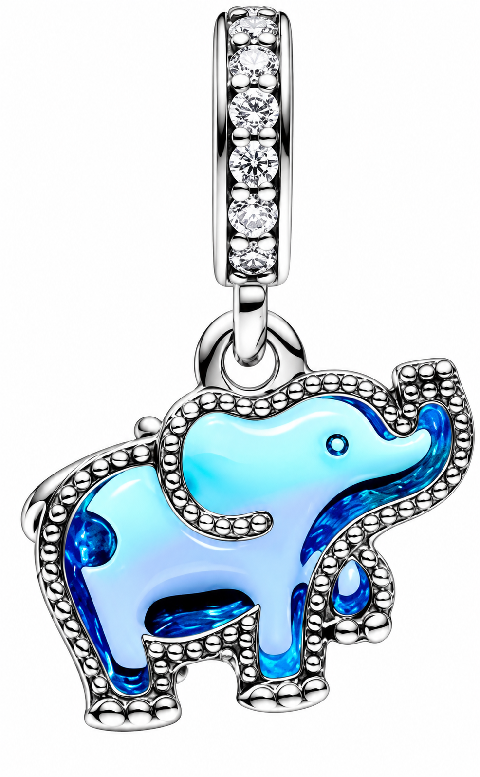 Blue Murano Glass Elephant Dangle Charm