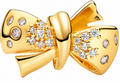 Gold Bow Charm with Sparkling Clear Stones