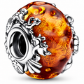 Orange Floral Murano Glass Bead Charm