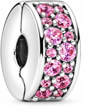 Sparkling Pink Crystal Clip Charm – Silver Tone Bead for Charm Bracelets