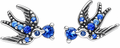 Blue Crystal Swallow Bird Stud Earrings