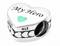 My Hero Heart Charm – Silver Tone Love Bracelet Bead