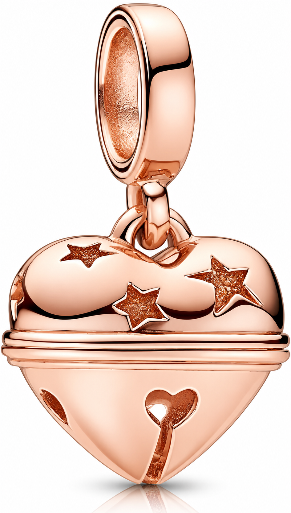 Rose Gold Heart Dangle Charm with Stars