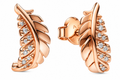 Floating Curved Feather Stud Earrings 14k rose gold plating