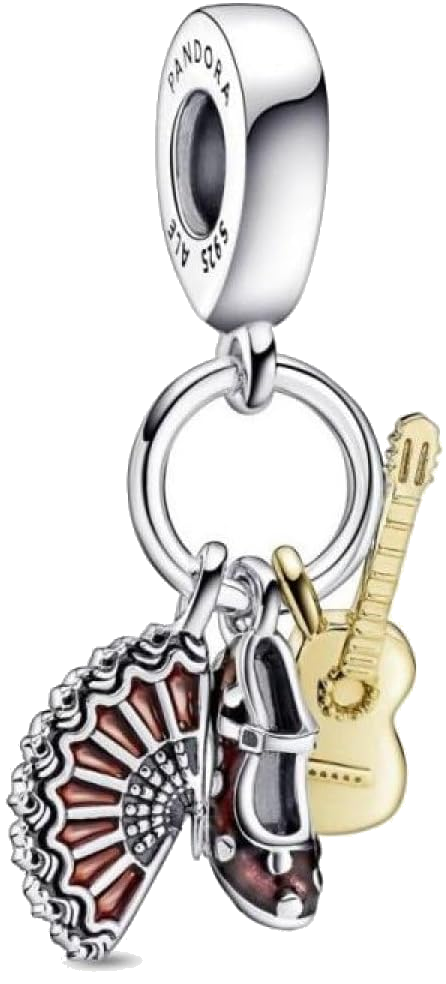 Spanish Flamenco Dance Silver Dangle Charm
